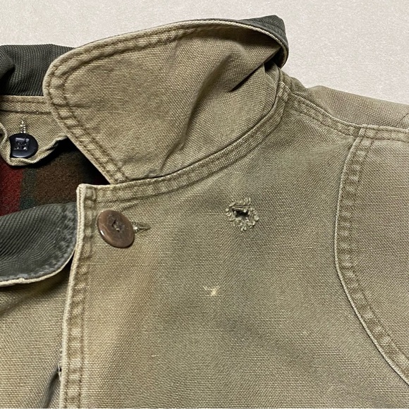 L.L. Bean Jacket Men's XL Tall Distressed Olive Green Barn Chore Coat lined - Picture 9 of 15